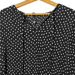 Adrianna Papell NEW Pleated Heart Print Blouse Women's XL‎ Sweetheart Careerwear